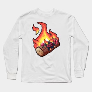 STICKER GAME GAME OVER FIRE PIXEL Long Sleeve T-Shirt